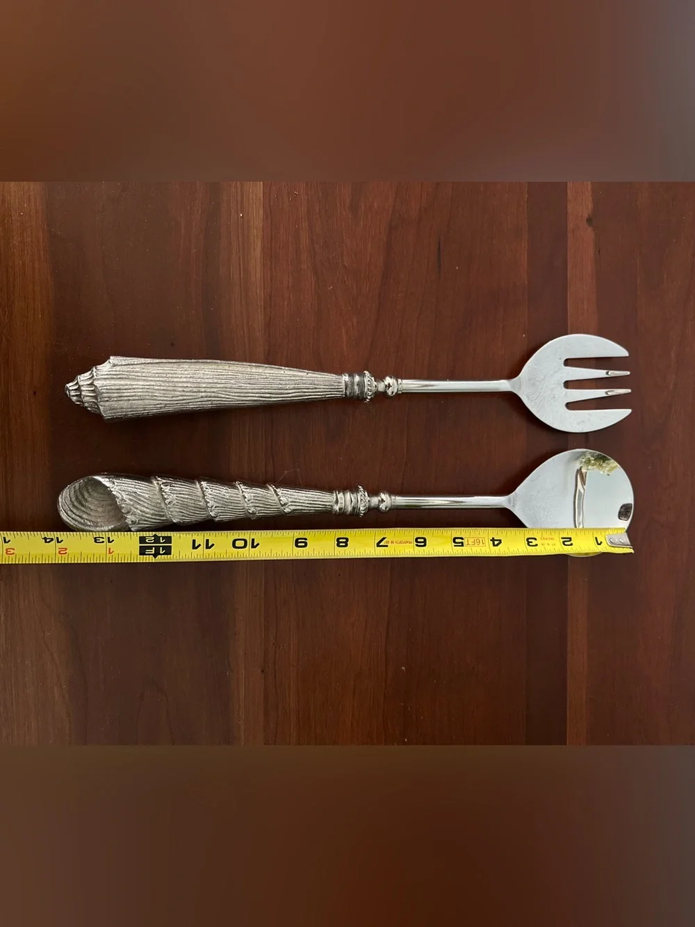 Vintage Pottery Barn Shell Salad Serving Utensils